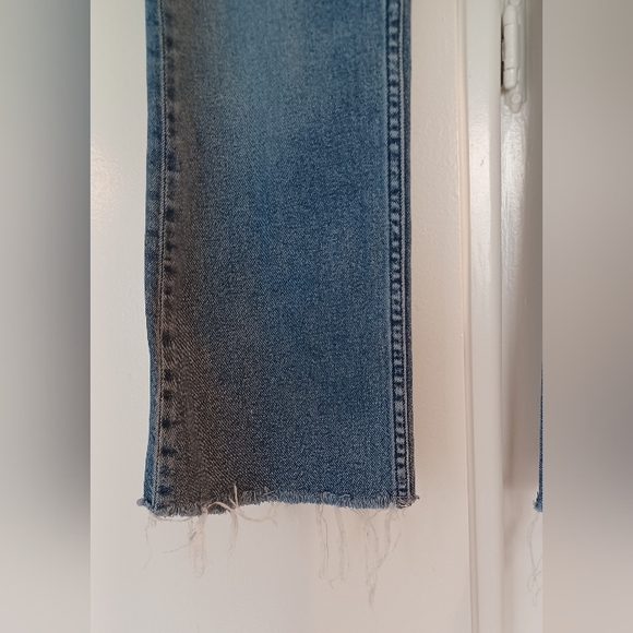 All Saints 28 Zoe Cropped Bootcut Faded Wash Frayed Hem Women’s Blue Jeans - Picture 5 of 16